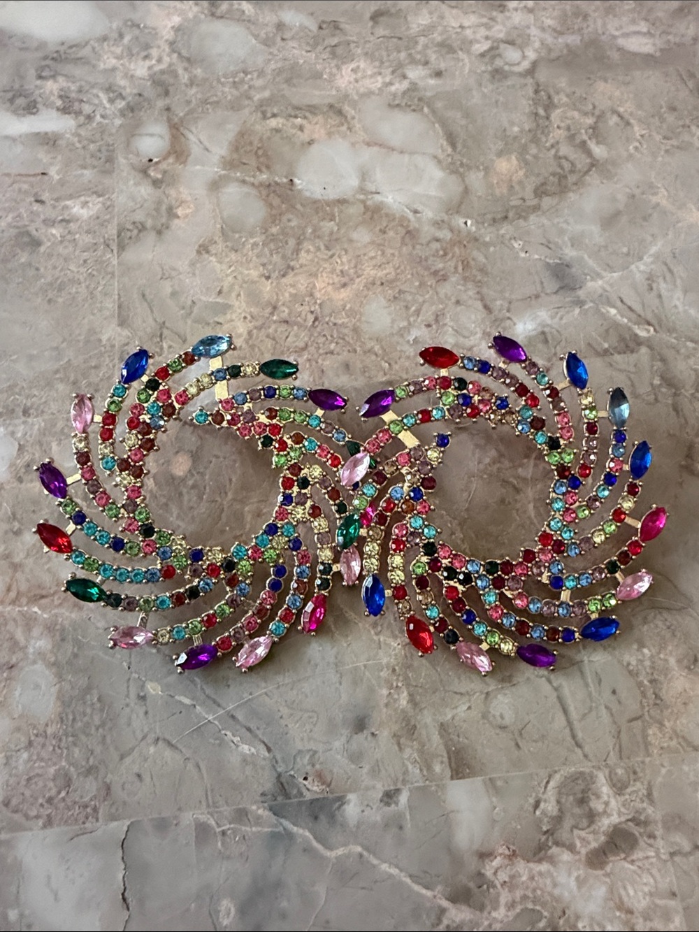 Multicolor Rhinestone Swirl Statement Earrings – Oversized Glam Earrings